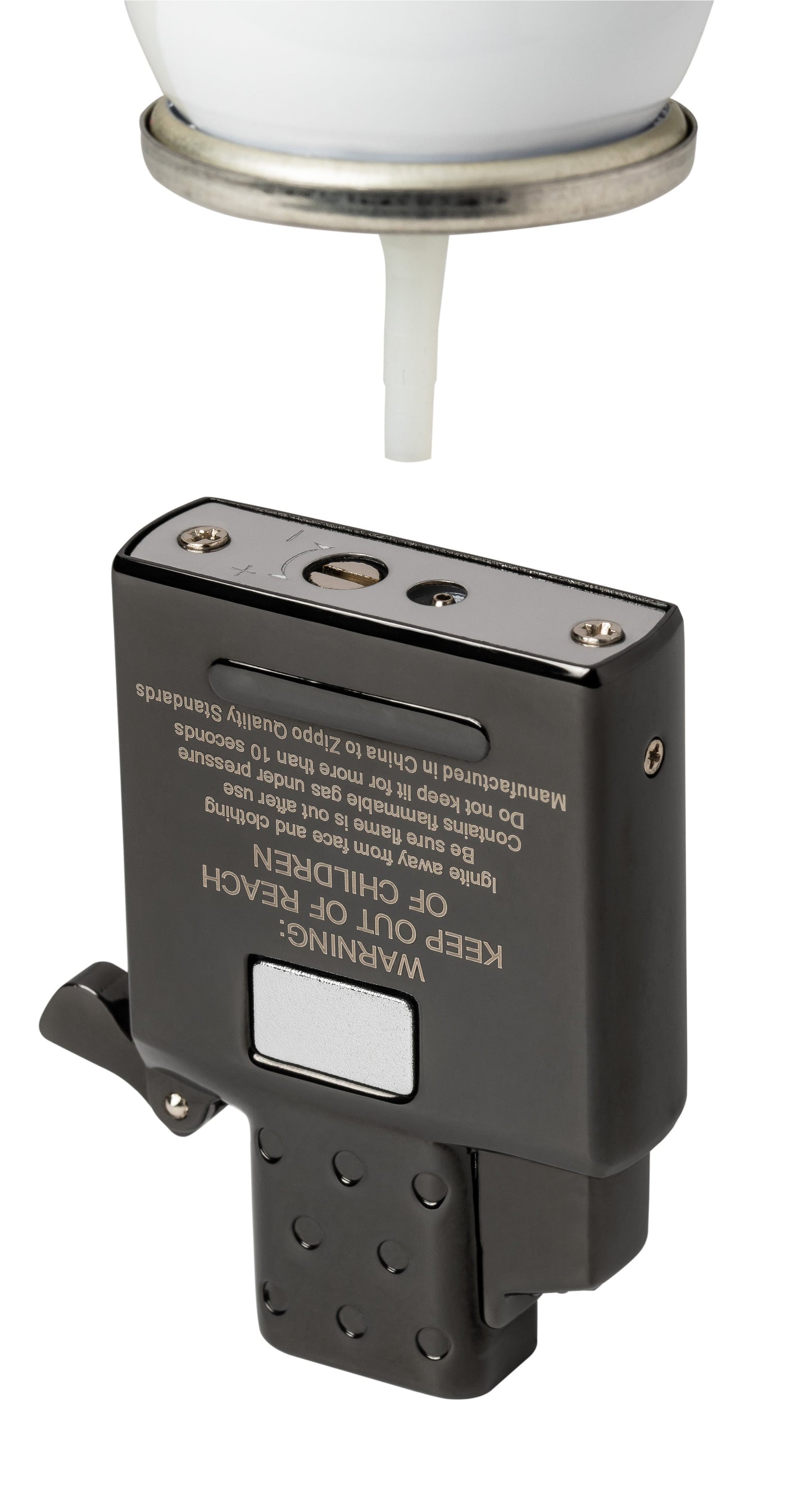 Enkele inzetaansteker op butaangas met fakkeleffect - zwart