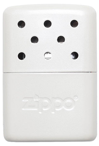 Vooraanzicht Zippo handwarmer metaal wit klein