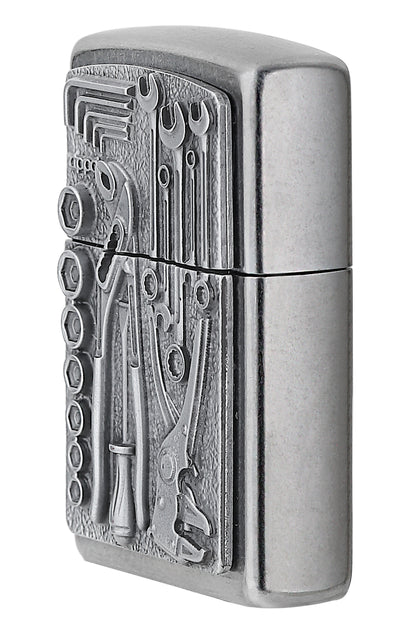 Zippo Stormaansteker - Toolbox, Street Chrome, embleem - Navulbaar Zippo Stormaansteker - Toolbox, Street Chrome, embleem - Navulbaar