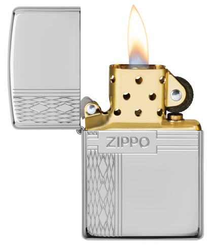 Sterling Silver Zippo Diamond Design
