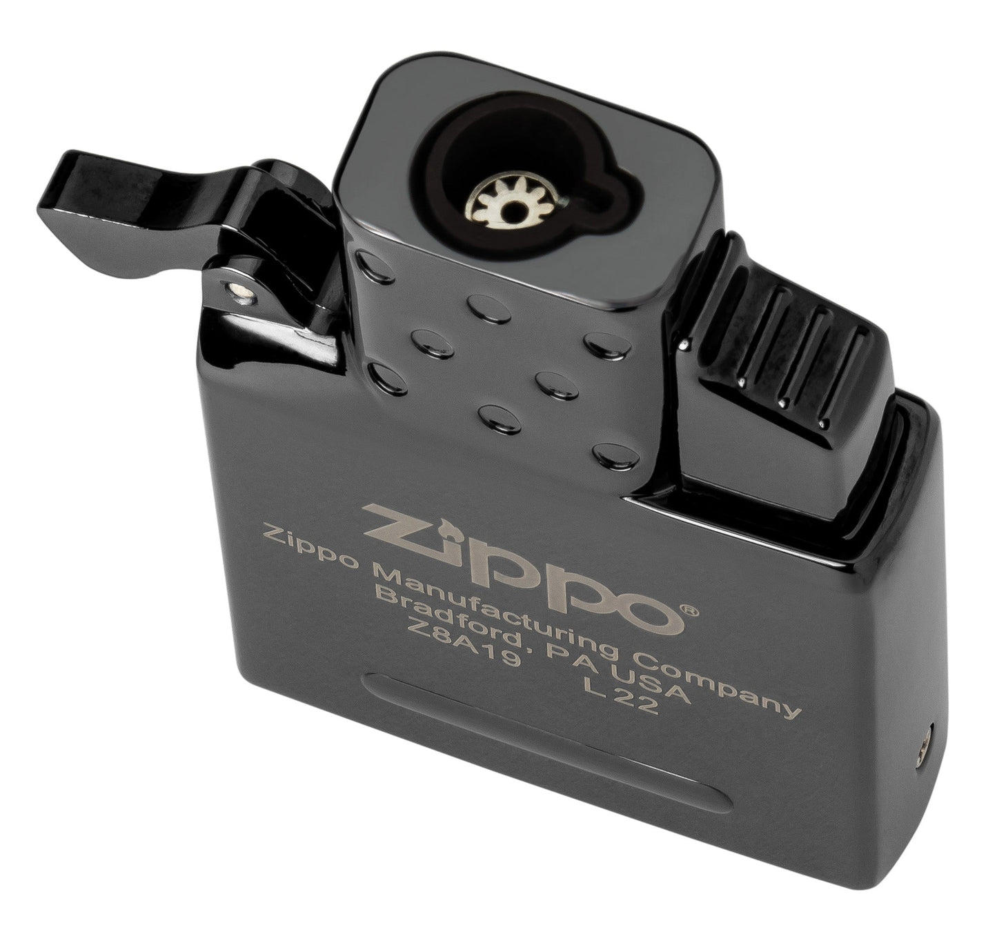 Enkele inzetaansteker op butaangas met fakkeleffect - zwart