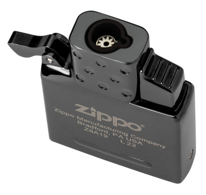 Enkele inzetaansteker op butaangas met fakkeleffect - zwart