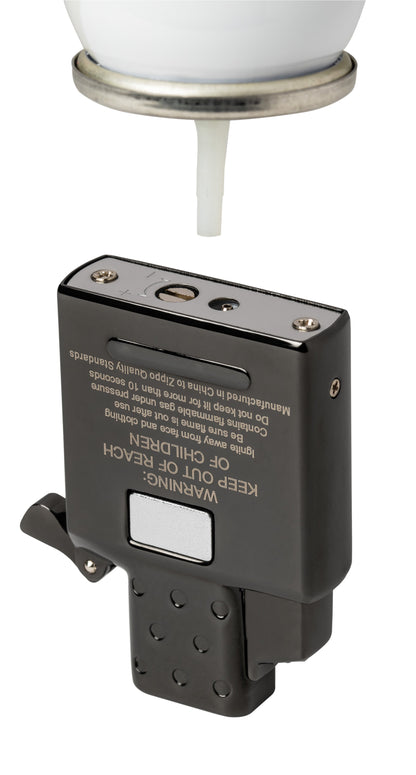 Enkele inzetaansteker op butaangas met fakkeleffect - zwart