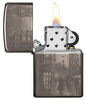 Zippo Aansteker Zwart IJs met Big Ben in Londen 360 Graden Fotobeeld Ontwerp Geopend met Vlam