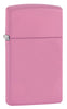 Vooraanzicht 3/4 hoek Zippo-aansteker Slim Pink Matt