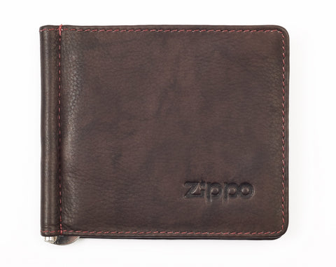Vooraanzicht gesloten geldclip portemonnee Zippo-logo