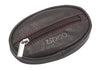 Vooraanzicht Zippo portemonnee voor kleingeld donkerbruin gesloten met Zippo-logo