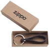 Leren sleutelhanger Zippo in open geschenkdoos