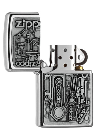  Zippo aansteker motoronderdelen embleem geopend