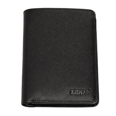 Zippo-portemonnee van saffianoleer met Zippo-logo vooraanzicht verticaal
