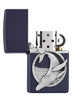 Zippo-aansteker donkerblauw blauwe vinvis embleem open