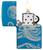 Zippo Aansteker Hoogglans Blauw 360 Graden Design met Octopus Online Enkel geopend met Vlam