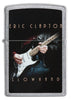 Zippo aansteker vooraanzicht chroom met gekleurde afbeelding van Eric Clapton die gitaar speelt