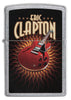 Zippo aansteker vooraanzicht chroom met gekleurde afbeelding van een rode gitaar van Eric Clapton