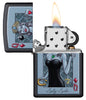 Zippo Aansteker Lady Luck Design Hartenkoningin met Kroon en Hoefijzer Zwart Mat Online Alleen te openen met Vlam