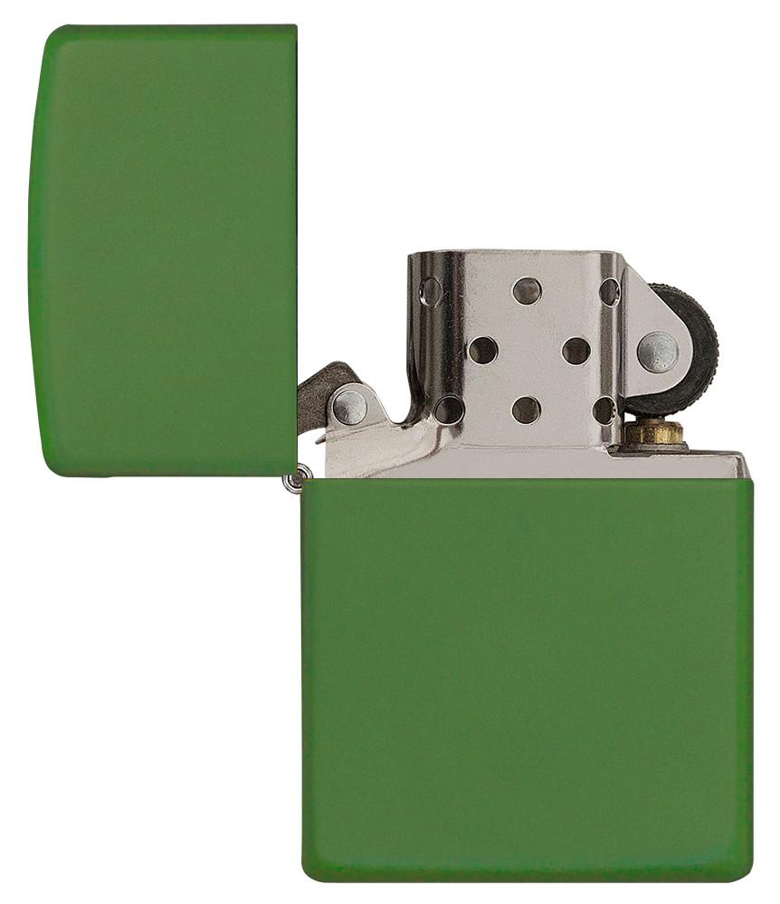  Zippo-aansteker Moss Green Matte basismodel open 