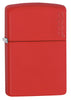 Vooraanzicht 3/4 hoek Zippo aansteker Red Matte met Zippo-logo