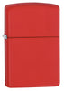 Vooraanzicht 3/4 hoek Zippo aansteker Red Matte basismodel
