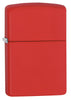 Vooraanzicht 3/4 hoek Zippo aansteker Red Matte basismodel