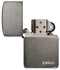 Zippo Aansteker 1941 Replica Black Ice met Logo geopend zonder vlam