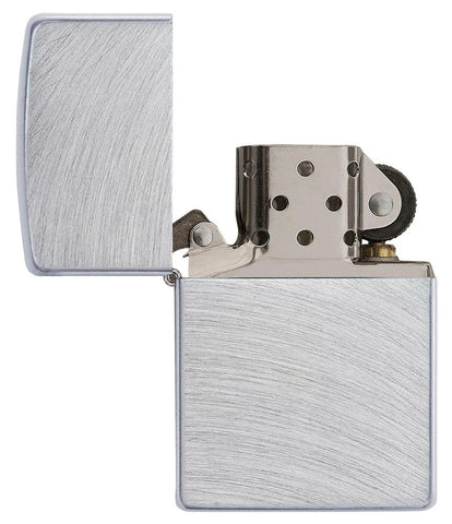 Zippo Aansteker Basismodel Geborsteld Chroom Open Zonder Vlam