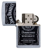 Zippo-aansteker chroom met zwart Jack Daniel's-logo open