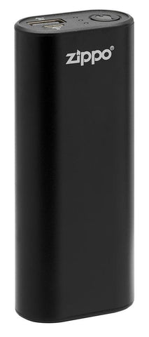 Zippo zwarte HeatBank® 6s oplaadbare handwarmer vooraanzicht met USB-oplaadfunctie