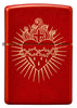 Zippo Feuerzeug Frontansicht Metallic Rot mit dem Heiligsten Herzens Jesu eingraviert