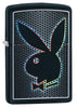 Playboy Black Matte windproof lighter facing forward at a 3/4 angle