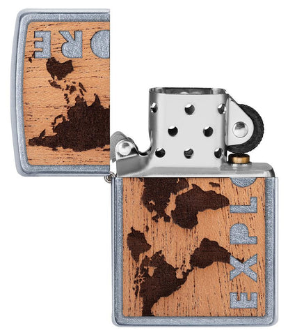 Zippo-aansteker Chrome Woodchuck Landscape open