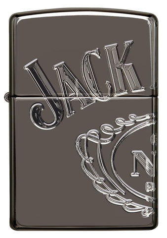 Vooraanzicht Zippo-aansteker grijs glanzend met Jack Daniel's-logo over drie zijden
