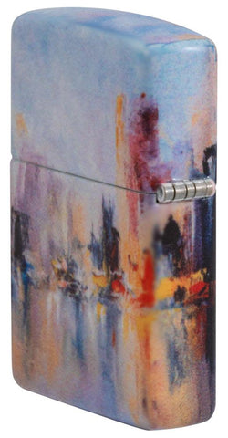 Zijkant Achterkant Zippo Aansteker 540 Graden City Skyline Ontwerp als een schilderij Online Alleen