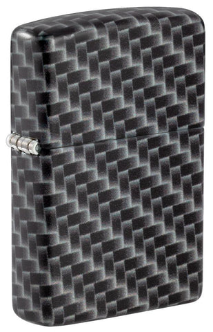 Vooraanzicht Zippo-aansteker 3/4 hoek White Matte met 540° Color Image en rechthoekige tegels als patroon