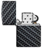  Vooraanzicht Zippo aansteker White Matte met 540° Color Image en rechthoekige tegels als patroon geopend zonder vlam 