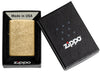 Zippo aansteker basismodel getrommeld messing in open geschenkverpakking