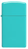 Vooraanzicht Zippo Aansteker Slim Flat Turquoise Basis Model