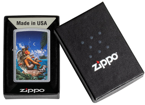 Zippo Aansteker Rick Rietveld Zeemeermin met Engelvleugels op Eiland Alleen online in open geschenkverpakking