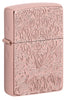 Vooraanzicht 3/4 hoek Zippo Aansteker Armor Rose Gold met Diepe Vlam Gravure Alleen online