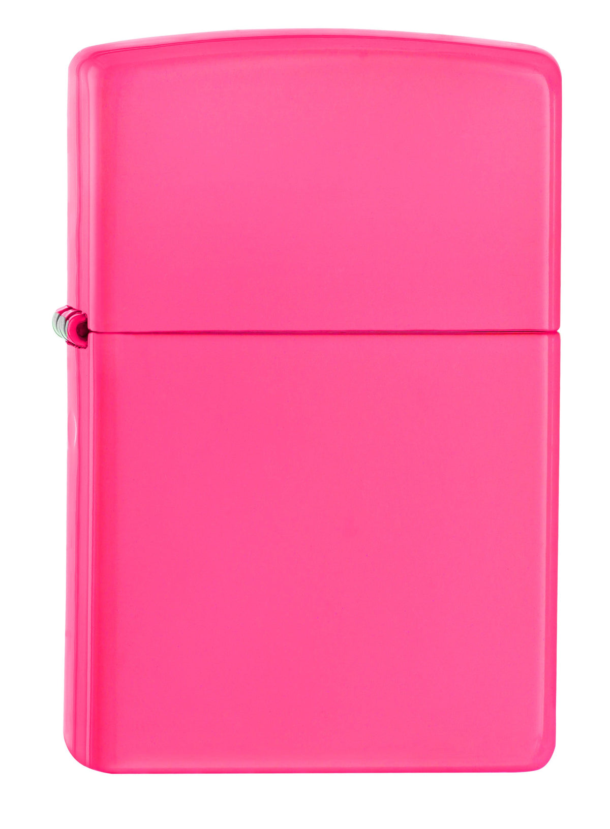 Vooraanzicht 3/4 hoek Zippo aansteker neonroze