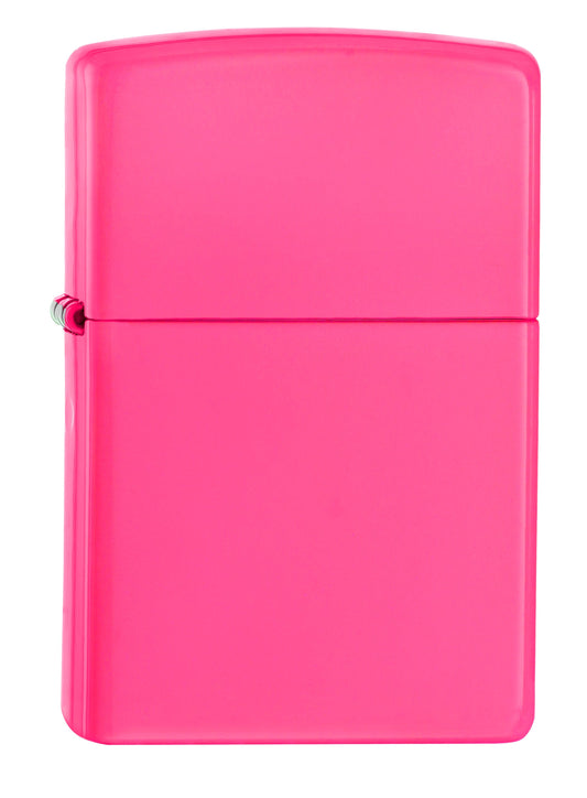 Vooraanzicht 3/4 hoek Zippo aansteker neonroze