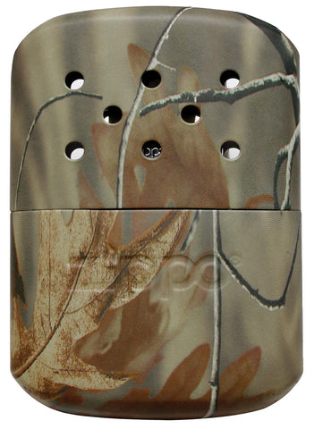 Vooraanzicht Zippo Handwarmer Metaal Realtree® met Roestbruin Blad en Takken erop in Large