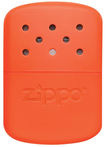 Vooraanzicht Zippo handwarmer metaal oranje groot