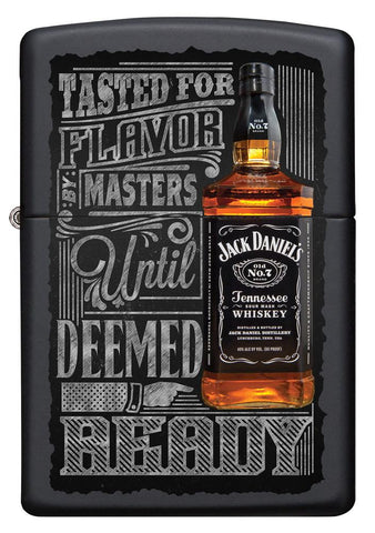 Vooraanzicht Zippo-aansteker zwart met Jack Daniel's-fles