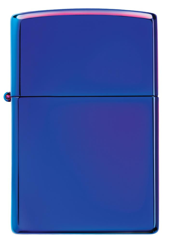 Vooraanzicht Zippo-aansteker blauw hoogglans