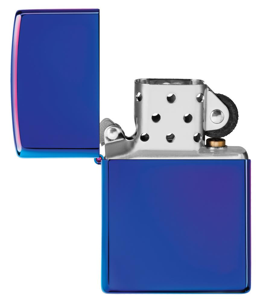 Zippo-aansteker blauw hoogglans open