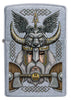 Vooraanzicht Zippo aansteker chroom Odin met helm