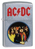 Vooraanzicht 3/4 hoek Zippo Aansteker AC/DC ontwerp Highway to Hell