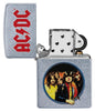 Vooraanzicht Zippo aansteker AC/DC design Highway to Hell open zonder vlam