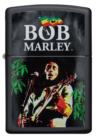 Vooraanzicht Zippo-aansteker zwart Bob Marley met gitaar