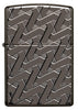 Vooraanzicht  Zippo-aansteker grijs glanzend met verstrengelde zigzaglijnen